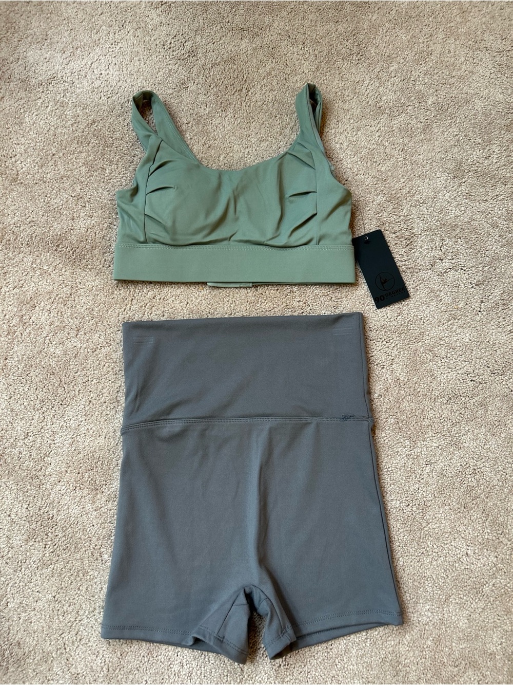 90 Degree By Reflex Sage Green Cropped Sports Bra and better together gray short